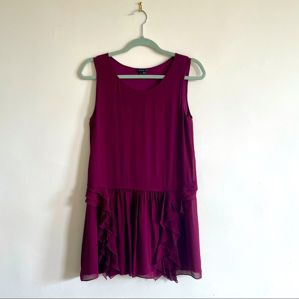 Theory 100% Silk, Lined Raspberry Tunic/Mini-Dress - image 1
